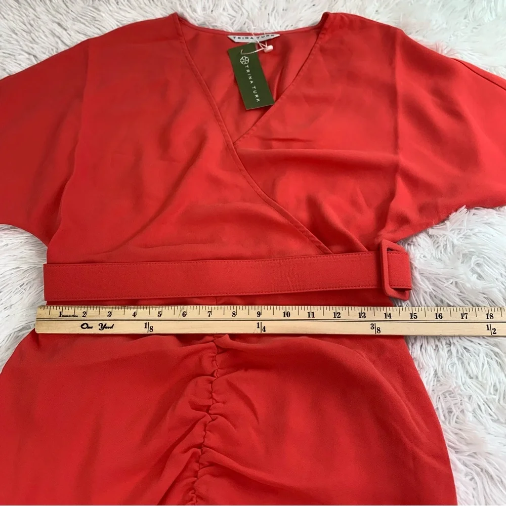 Trina Turk‎ Zest Short Sleeve V Neck Belted Faux Wrap Dress